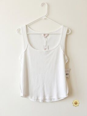 NWT MNK White Ribbed Tank Top - Size L